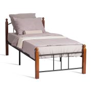 Кровать AT-915 дерево гевея/металл, 90*200 см (Single bed), красный дуб/черный