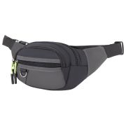 Сумка на пояс HEIKKI PROMPT (ХЕЙКИ), 2 отделения, регулируемый ремень, карман-антивор, черная, 37х14х5 см, 273928