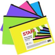 Папка-конверт на молнии А4 (230х333 мм), ПВХ, цвет ассорти/прозрачная, 0,15 мм, STAFF, 274076