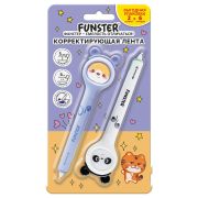 Корректирующая лента FUNSTER (ФАНСТЕР) «Милые зверята», 5 мм x 6 м, КОМПЛЕКТ из 2 шт., на блистере, 273983