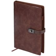 Ежедневник недатированный А5 152х220 мм BRAUBERG «Sirius», под кожу, застежка 160 л., коричневый, 116211