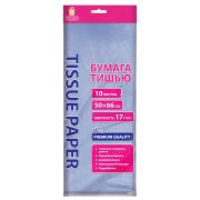 Цветная бумага ТИШЬЮ 17 г/м2, 50х66 см, 10 листов, голубой цвет, ЗОЛОТАЯ СКАЗКА, 116478
