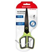 Ножницы BRAUBERG «JET Special», салатовые, 175 мм, 3-сторонняя заточка, тефлоновое покрытие, 238851