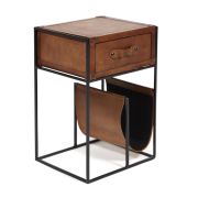 Тумба Secret De Maison BREAK ( mod. 2661) металл/кожа буйвола, 38x33x60, Античный светлый