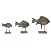 Набор декоративный Secret De Maison «РЫБЫ» (mod. M-8856 ) дерево манго, А - 12х46х42, В - 12х37х37, С - 9х27х26, синий, натуральный