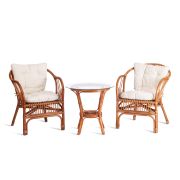 ТЕРРАСНЫЙ КОМПЛЕКТ « NEW BOGOTA » (2 кресла + стол) /с подушками/ ротанг, кресло 61х67х78,5 см, диаметр стола 50см, coco brown (коричневый кокос)