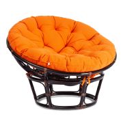 Кресло PAPASAN/ПАПАСАН 23/01 W /с подушкой/ диаметр подушки 122 см, 115х101х104 см, Antique brown (античный черно-коричневый), ткань Оранжевый