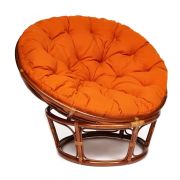 Кресло PAPASAN/ПАПАСАН 23/01 W /с подушкой/ диаметр подушки 122 см, 115х101х104 см, Pecan (орех), ткань Оранжевый, С 23