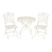 Комплект (стол + 2 стула) Secret de Maison PALLADIO (mod. PL08-8668/8669) металл, стол: 70х74,5см, стул: 45х40,5х94см, белый антик (antique white)