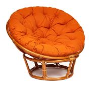 Кресло PAPASAN/ПАПАСАН 23/01 W /с подушкой/ диаметр подушки 122 см, 115х101х104 см, Cognac (коньяк), ткань Оранжевый, С 23