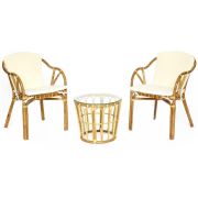 Комплект террасный AKIRA /с подушкой/ skin rattan eco, 54х60х78см / D46х40см, Natural (натуральный)