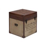 Пуф - сундук Secret De Maison CLICHY ( mod. M-9177 ) дерево манго/кожа буйвола/ткань хлопок, 46 х 46 х 52, коричневый, ткань: винтаж