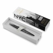 Ручка шариковая PARKER «Jotter New York Black CT», корпус черный лак, детали из нержавеющей стали, синяя, 2187554