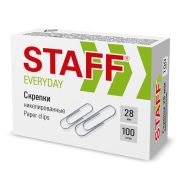 Скрепки STAFF «EVERYDAY», 28 мм, никелированные, 100 шт., в картонной коробке, 226758