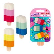 Набор ластиков фигурных ЮНЛАНДИЯ «СЛАДКИЕ ИСТОРИИ», 3 шт., ассорти, 229594