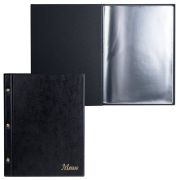 Папка «Меню» на трех винтах, с 10 файлами, 220х320 мм, черная, «ДПС», 2273.М-107
