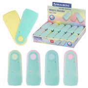 Ластик BRAUBERG «ULTRA PASTEL», 57х24х15 мм, пастельные цвета ассорти, бирюзовый пластиковый держатель, 272688