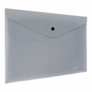 Папка-конверт с кнопкой СЕРЕБРИСТАЯ BRAUBERG «SILVER», А4, непрозрачная, ПРОЧНАЯ 0,2 мм, 272884