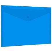 Папка-конверт с кнопкой прозрачная А4, BRAUBERG «UNIVERSAL», до 100 листов, синяя, 0,15 мм, 273071