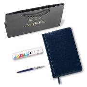 Ручка шариковая PARKER «Jotter Plastic CT», корпус синий, ежедневник А5 синий, пакет, 880896