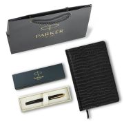Ручка перьевая PARKER «IM Core Black Lacquer GT», ежедневник А5 черный, пакет, 880900