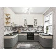 Кухонный гарнитур П-образный с антресолями Графит 46