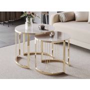 Комплект журнальных столов Агат 38 (02) Мрамор бежевый-Золото