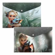 Папка-конверт с кнопкой ERICH KRAUSE «Magic Pet», A4, до 120 листов, непрозрачная, ассорти, 0,16 мм, 63509