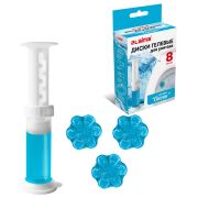 Диски гелевые, освежитель и очиститель для унитаза / писсуара, 8 дисков 44 г, LAIMA, «Океан», шприц, 609796