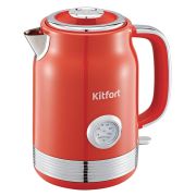 Чайник KITFORT КТ-6791, 1,7 л, 2200 Вт, закрытый нагревательный элемент, термометр, сталь, красный
