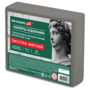 Пластилин скульптурный ЭКСТРА МЯГКИЙ СЕРЫЙ «Секреты художника», 0,5 кг, BRAUBERG ART, 107504