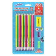 Набор ЮНЛАНДИЯ «Юный волшебник», 12 карандашей чернографитных + точилка + ластик + держатель, 181785