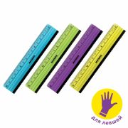 Линейка пластик 15 см ЮНЛАНДИЯ «НЕОНЧИКИ», ассорти, с волнистым краем, для левшей, 210733