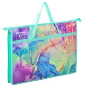 Папка для рисунков и чертежей с ручками BRAUBERG А3, пластик, молния сверху, «Marble», 271435