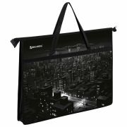 Папка для рисунков и чертежей с ручками BRAUBERG А3, пластик, молния сверху, «Night city», 273410
