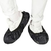 Бахилы двойные, КОМПЛЕКТ 500 шт. (250 пар), STRONG, 39х14 см, 100 мкм, 10 г, черные, ELEGREEN, ЭГЦЧ-100/Н20