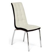 Стул ALESSI ( mod.36 ) металл/экокожа, 42 х 65 х 101 х 49 см, слоновая кость/темно-коричневый (окантовка)/хром