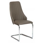 Стул FRATELLI ( mod.8415 ) металл/экокожа/хром, 44х62х97х47см, пепельно-коричневый ( окантовка слон. кость )