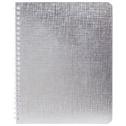 Тетрадь бумвинил А5 96 л., гребень, офсет №1, клетка, СЕРЕБРО, «Metallic», HATBER, 058964, 96Т5бвВ1гр