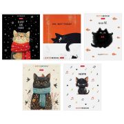 Тетрадь обложка пластик, А5 48 л., скоба, линия, HATBER, «Котэ» (микс в спайке), 091627, 48Т5В2пл