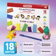 Пластилин классический ПИФАГОР «ЭНИКИ-БЕНИКИ» 18 цветов, 270 г, со стеком, картонная упаковка, 105036