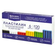 Пластилин классический BRAUBERG «АКАДЕМИЯ КЛАССИЧЕСКАЯ», 6 цветов, 120 г, СТЕК, ВЫСШЕЕ КАЧЕСТВО, 106440
