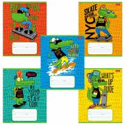 Тетрадь 12 л. HATBER клетка, обложка картон, «Croco Boys» (5 видов в спайке), 12Т5В1