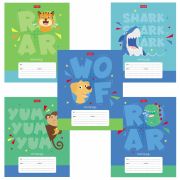 Тетрадь 12 л. HATBER клетка, обложка картон, «Ррррычалки» (5 видов в спайке), 12Т5В1