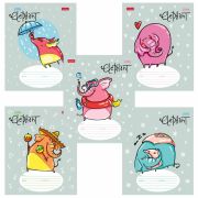 Тетрадь 12 л. HATBER линия, обложка картон, «Little Elephant» (5 видов в спайке), 12Т5В2