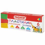 Пластилин классический ПИФАГОР «Веселая такса», 6 цветов, 90 г, СО СТЕКОМ, 106674