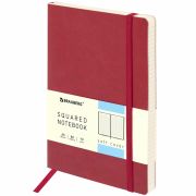 Блокнот А5 (148x218 мм), BRAUBERG «Metropolis Ultra», под кожу, 80 л., резинка, клетка, красный, 111018