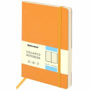 Блокнот А5 (148x218 мм), BRAUBERG «Metropolis Ultra», под кожу, 80 л., резинка, клетка, персиковый, 111022