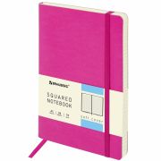 Блокнот А5 (148x218 мм), BRAUBERG «Metropolis Ultra», под кожу, 80 л., резинка, клетка, розовый, 111024