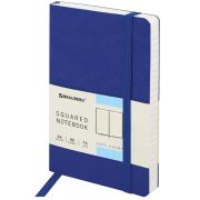 Блокнот МАЛЫЙ ФОРМАТ (100x150 мм) А6, BRAUBERG «Metropolis Ultra», под кожу, 80 л., клетка, синий, 111025